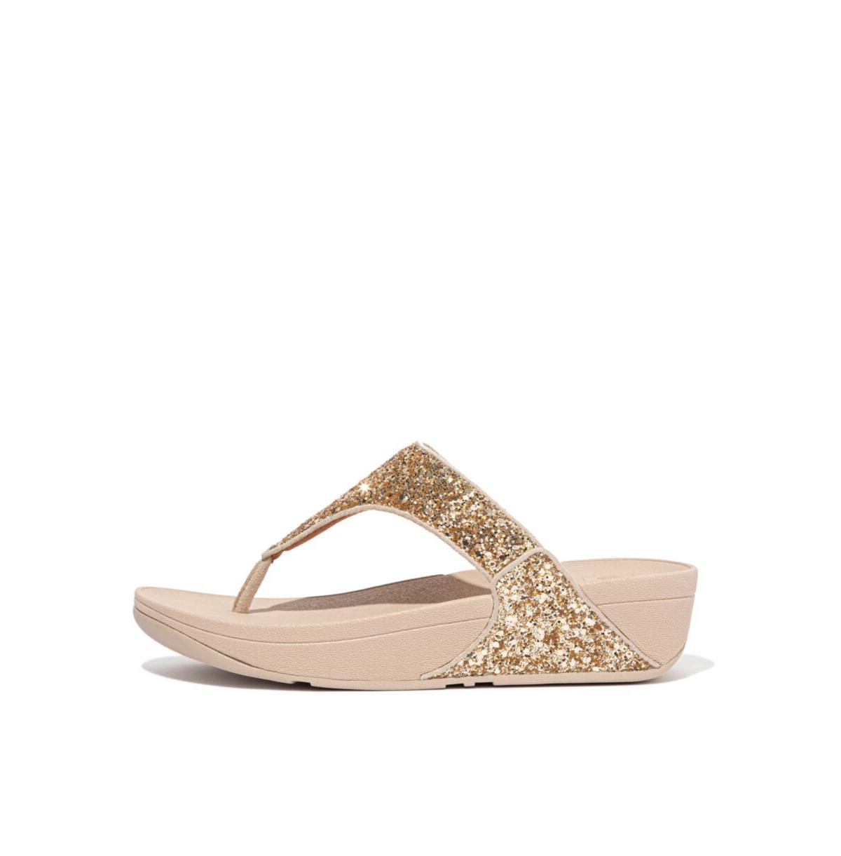 Fitflop Lulu Embellished Platform Wedge Flip Flop In Metallic Mauve Wine