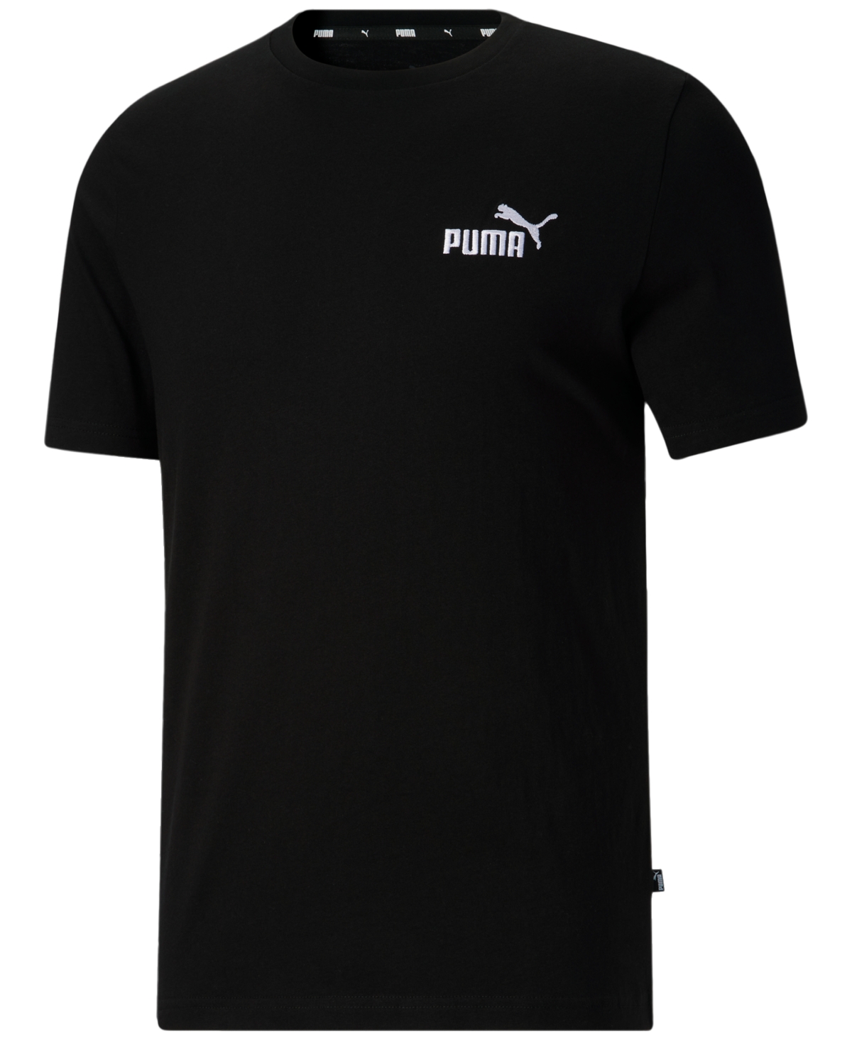 Puma Essentials Embroidery Logo Men's T-shirt In Black- White