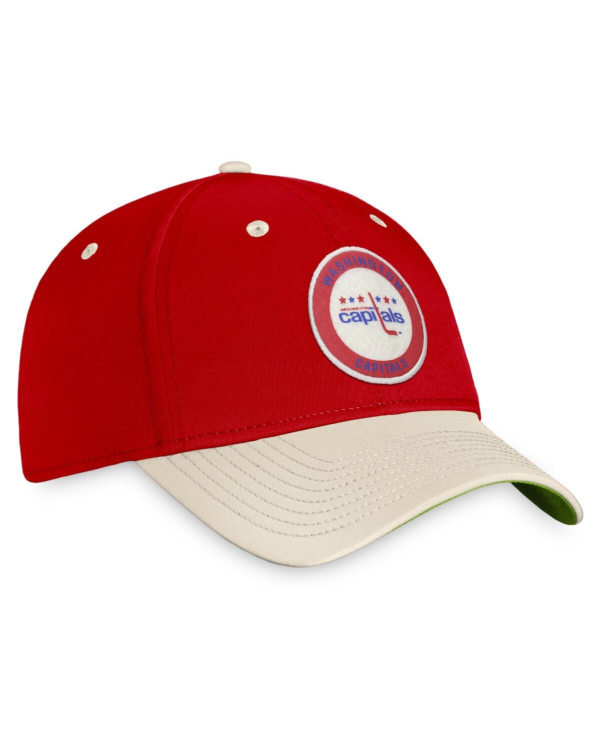Shop Fanatics Men's  Red, Khaki Washington Capitals True Classics Retro Flex Hat In Red,khaki