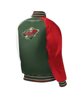 Big Boys, Girls and Green Minnesota Wild Raglan Full-Snap Varsity Jacket