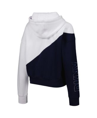 Women's Navy, White Atlanta Braves Bobbi Colorblock Pullover Hoodie