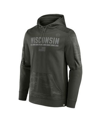 Men's Olive Wisconsin Badgers OHT Military-Inspired Appreciation Guardian Pullover Hoodie