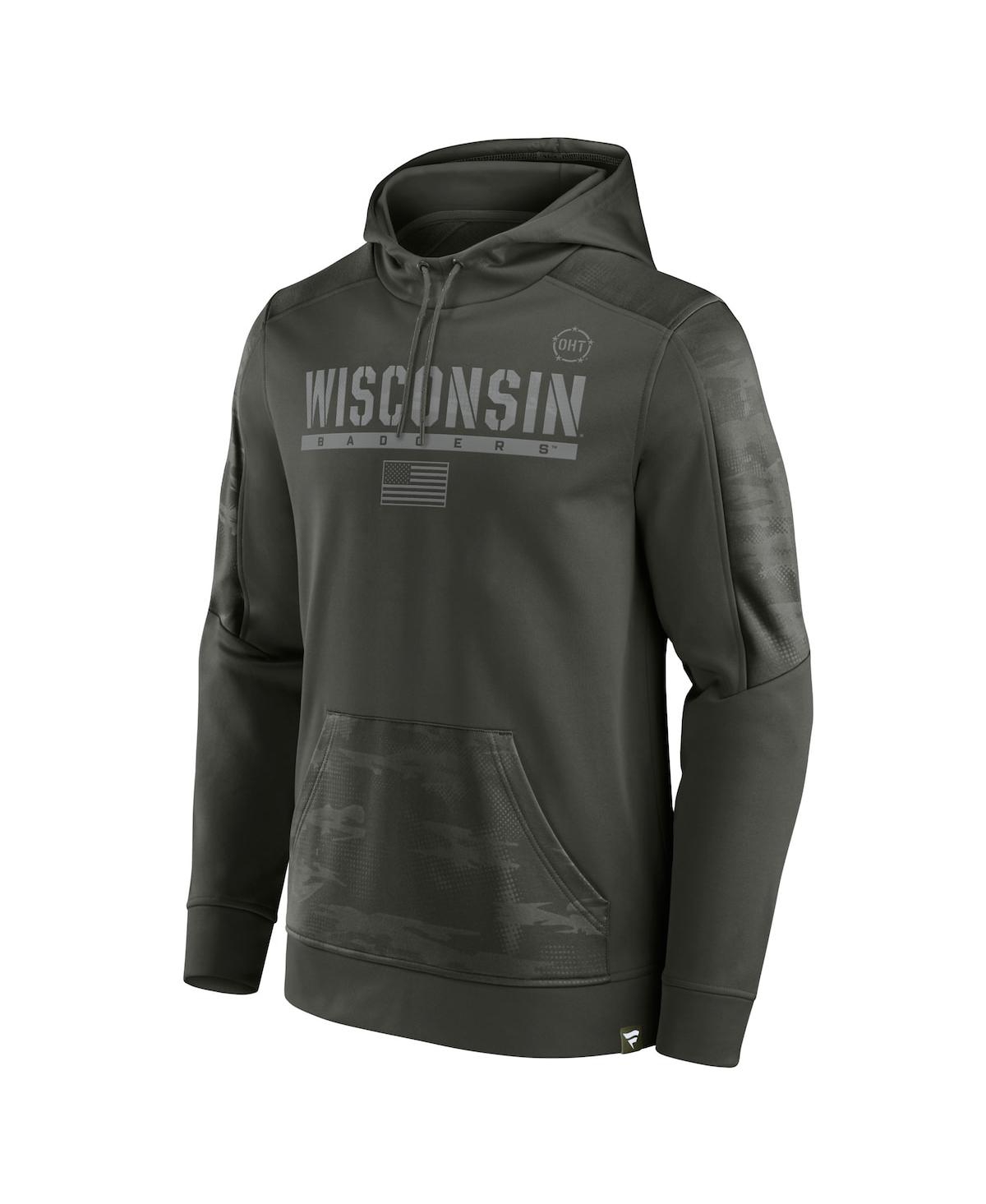 Fanatics Branded Olive Wisconsin Badgers Oht Military Appreciation Guardian Pullover Hoodie In Olive