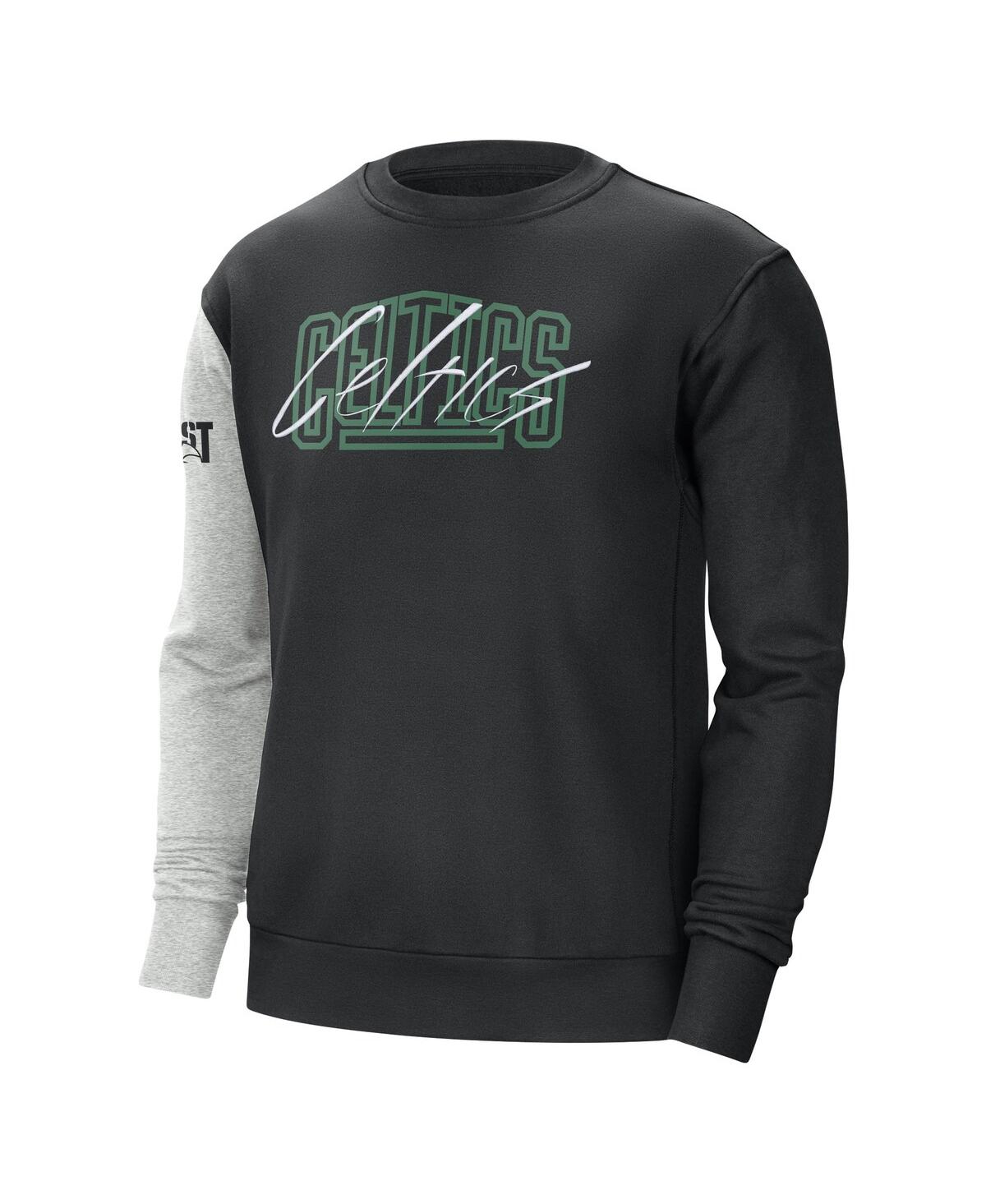 Shop Nike Men's  Black, Heather Gray Boston Celtics Courtside Versus Force & Flight Pullover Sweatshirt In Black,heather Gray
