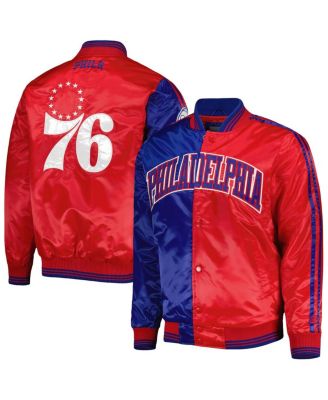 Men's Royal, Red Philadelphia 76ers Fast Break Satin Full-Snap Jacket