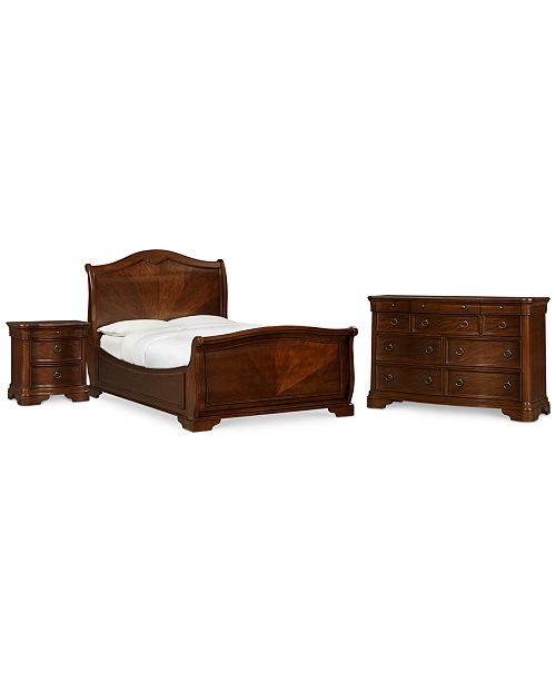 furniture bordeaux ii 3-pc. bedroom set (queen bed, dresser