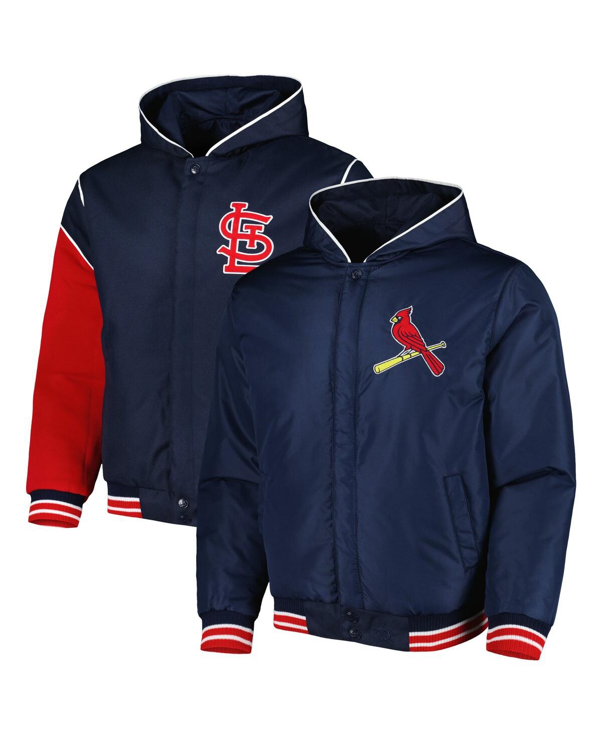 Men's Jh Design Navy St. Louis Cardinals Reversible Fleece Full-Snap Hoodie Jacket - Navy