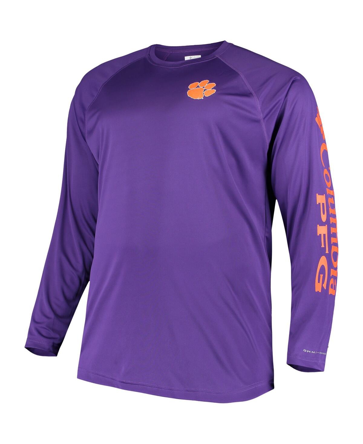 Men's ColumbiaClemson Tigers Big and Tall Terminal Tackle Long Sleeve Omni-Shade T-shirt - Purple