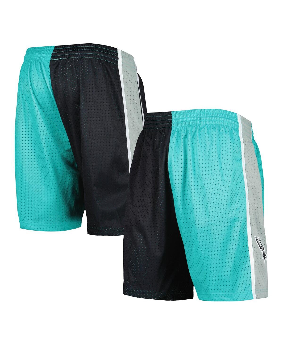 Men's Mitchell & Ness Black San Antonio Spurs Hardwood Classics 1998 Split Swingman Shorts - Black