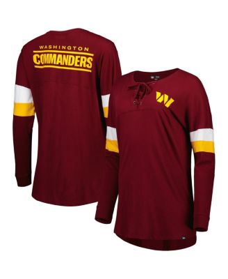 Women's Burgundy Washington Commanders Athletic Varsity Lace-Up Long Sleeve T-shirt