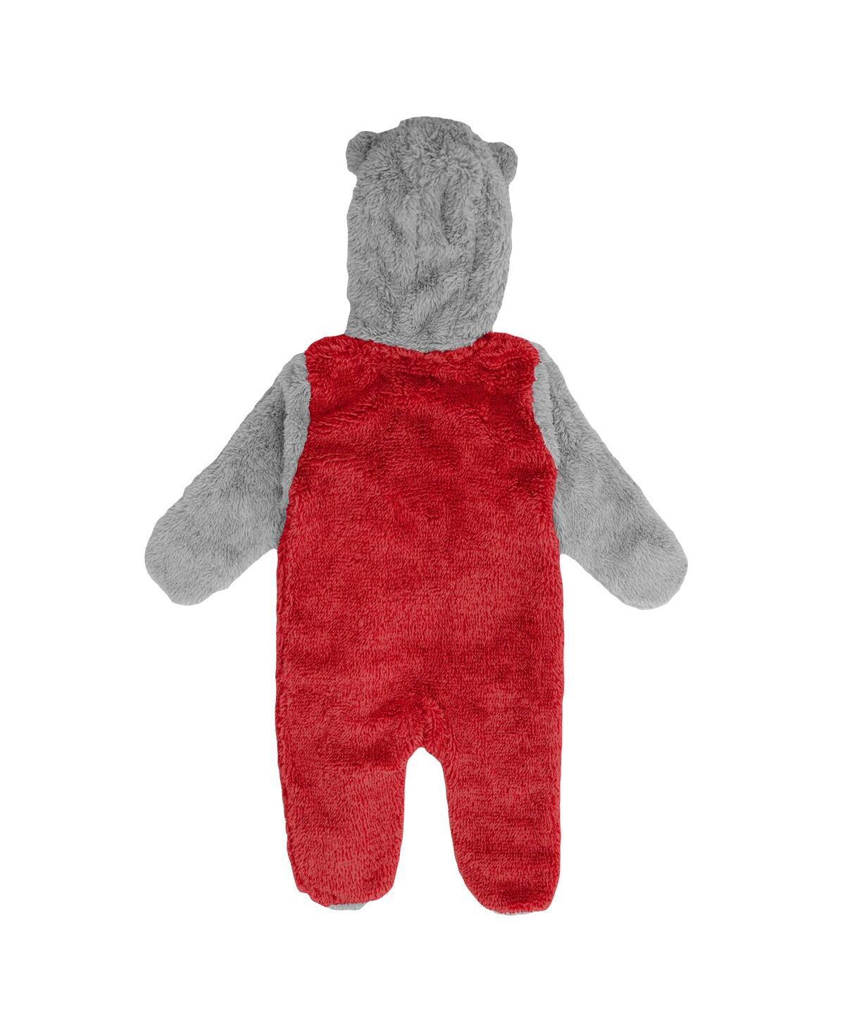 Newborn and Infant Boys and Girls Gray Cincinnati Reds Game Nap Teddy Fleece Bunting Full-Zip Sleeper - Gray