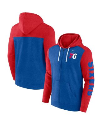 Men's Royal, Red Philadelphia 76ers Big and Tall Down and Distance Full-Zip Hoodie