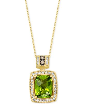 Le Vian - Green Apple Peridot (3 ct. t.w.), Chocolate Diamonds (1/20 ct. t.w.) & Vanilla Diamonds (1/5 ct. t.w.) Pendant Necklace in 14k Yellow Gold, 18"