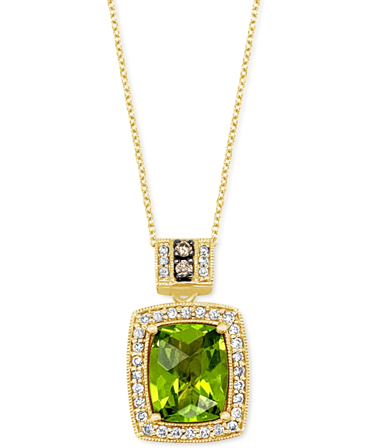 Le Vian Green Apple Peridot (3 ct. t.w.), Chocolate Diamonds (1/20 ct. t.w.) & Vanilla Diamonds (1/5 ct. t.w.) Pendant Necklace in 14k Yellow Gold, 18"