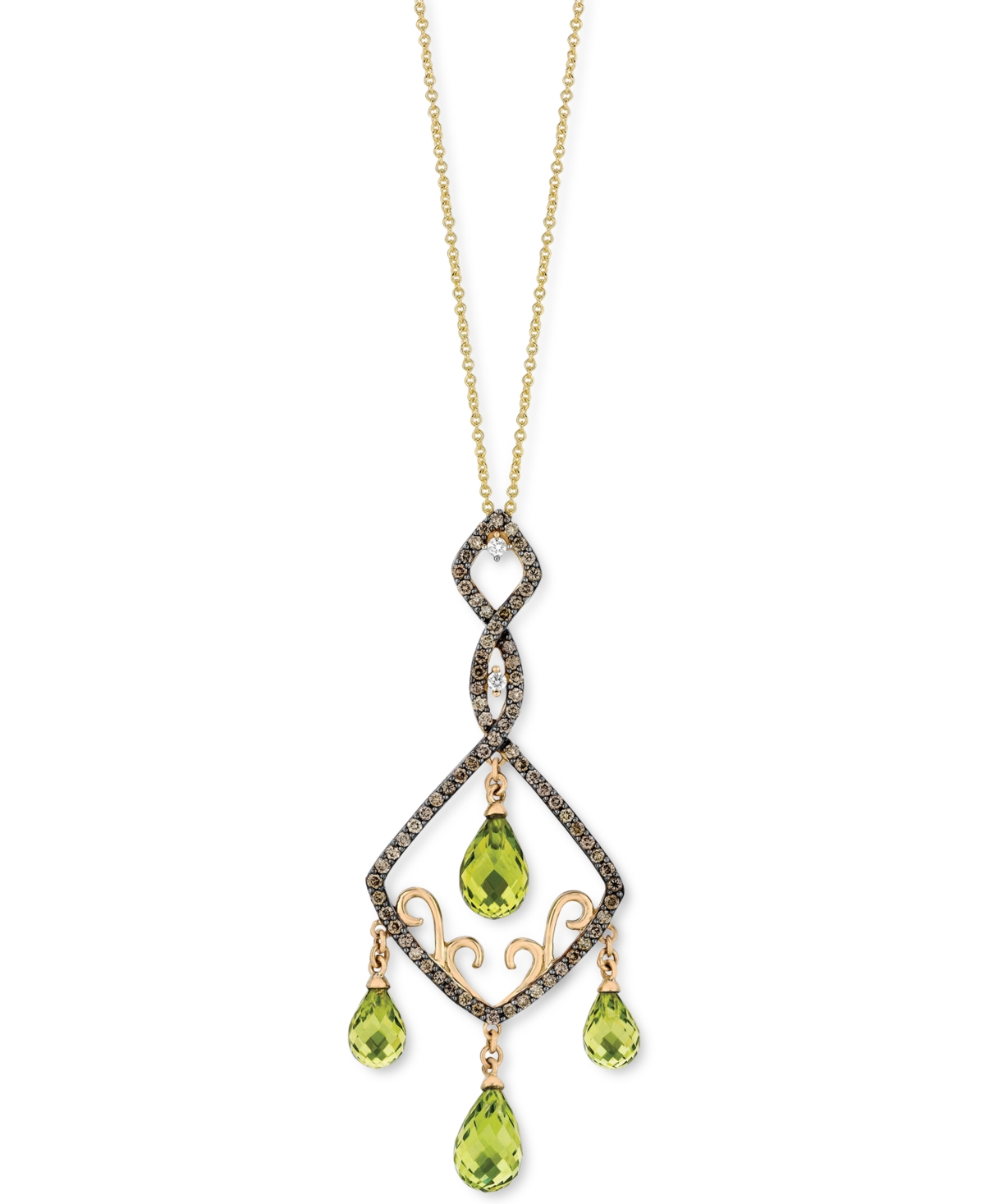 Le Vian Green Apple Peridot (7-1/3 Ct. T.w.), Chocolate Diamonds (5/8 Ct. T.w) & Vanilla Diamonds (1/20 Ct. In No Color