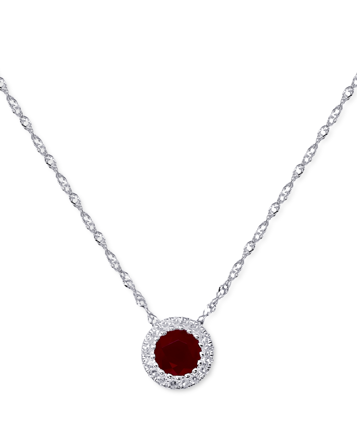 Macy's Sapphire ( 3/8 Ct. T.w.) & Diamond Accent Pendant Necklace In 14k White Gold, 16" + 2" Extender (als In Ruby