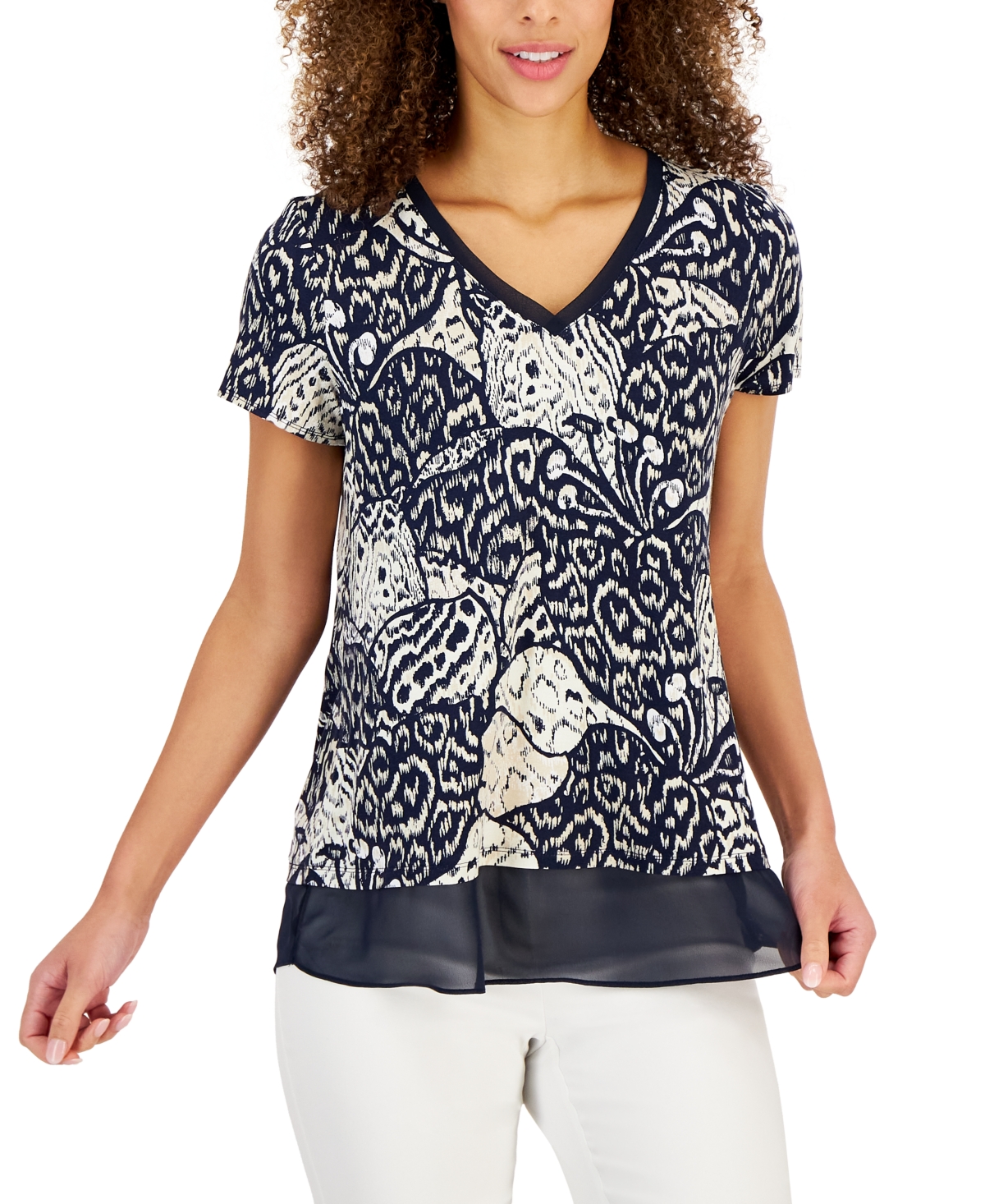 Jm Collection Petite Bianca Printed Utility Shirt, Created for Macy's