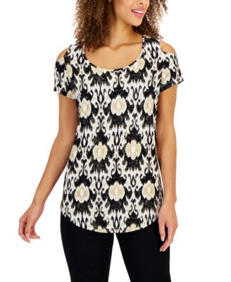 JM Collection - Petite Cold Shoulder Top