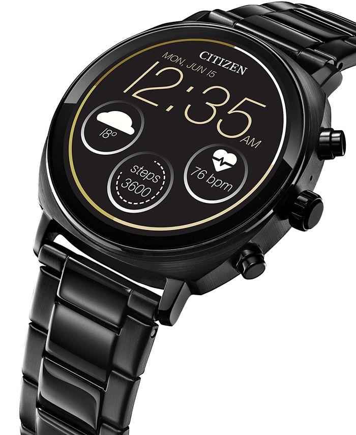 Citizen Unisex CZ Smart Wear OS Black-Tone Stainless Steel Bracelet ...