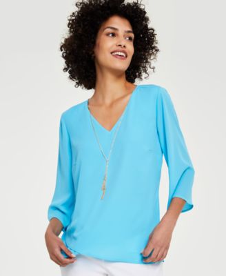 JM Collection - Women's 3/4-Sleeve Necklace Top, Created for Macy's