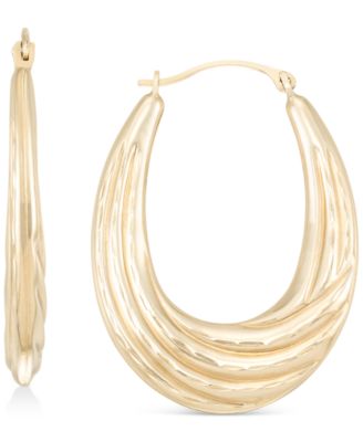 Macy's - Textured Graduated Oval Hoop Earrings in 14k Gold, 3/4"