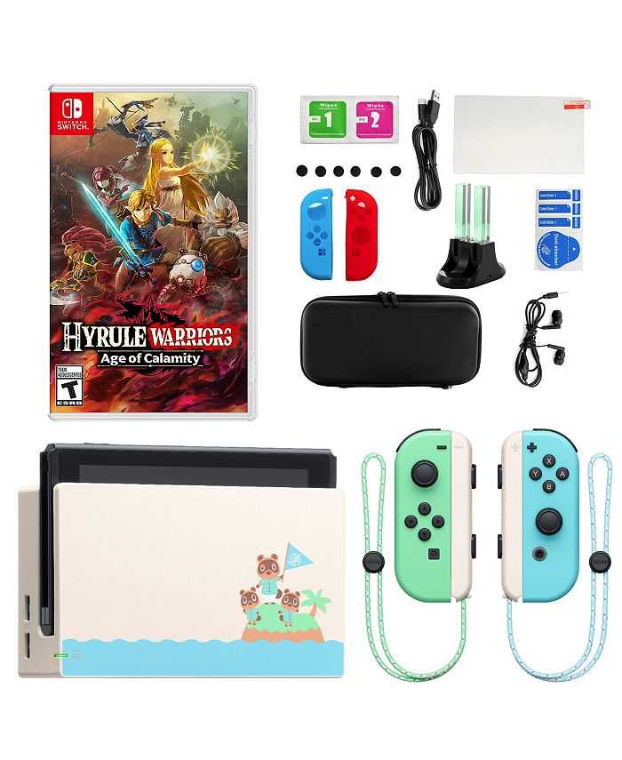 Nintendo Switch in Neon with Hyrule Warriors and Accessory Kit 