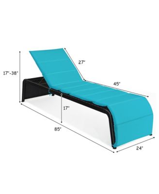 Patio Rattan Lounge Chair Chaise Recliner Back Adjustable Cushioned Garden