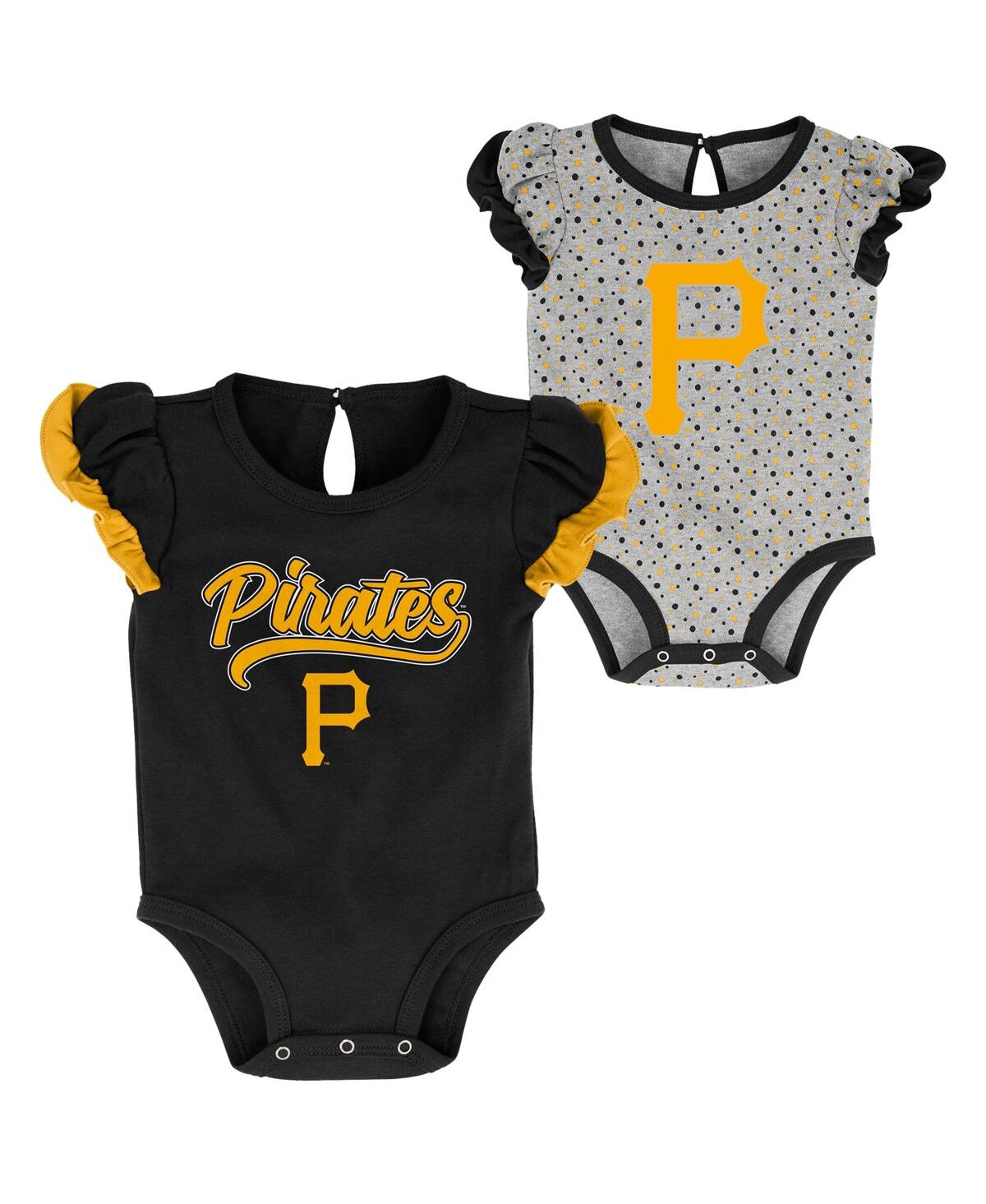 Shop Outerstuff Girls Newborn Black, Heathered Gray Pittsburgh Pirates Scream And Shout Two-pack Bodysuit Set In Black,heathered Gray