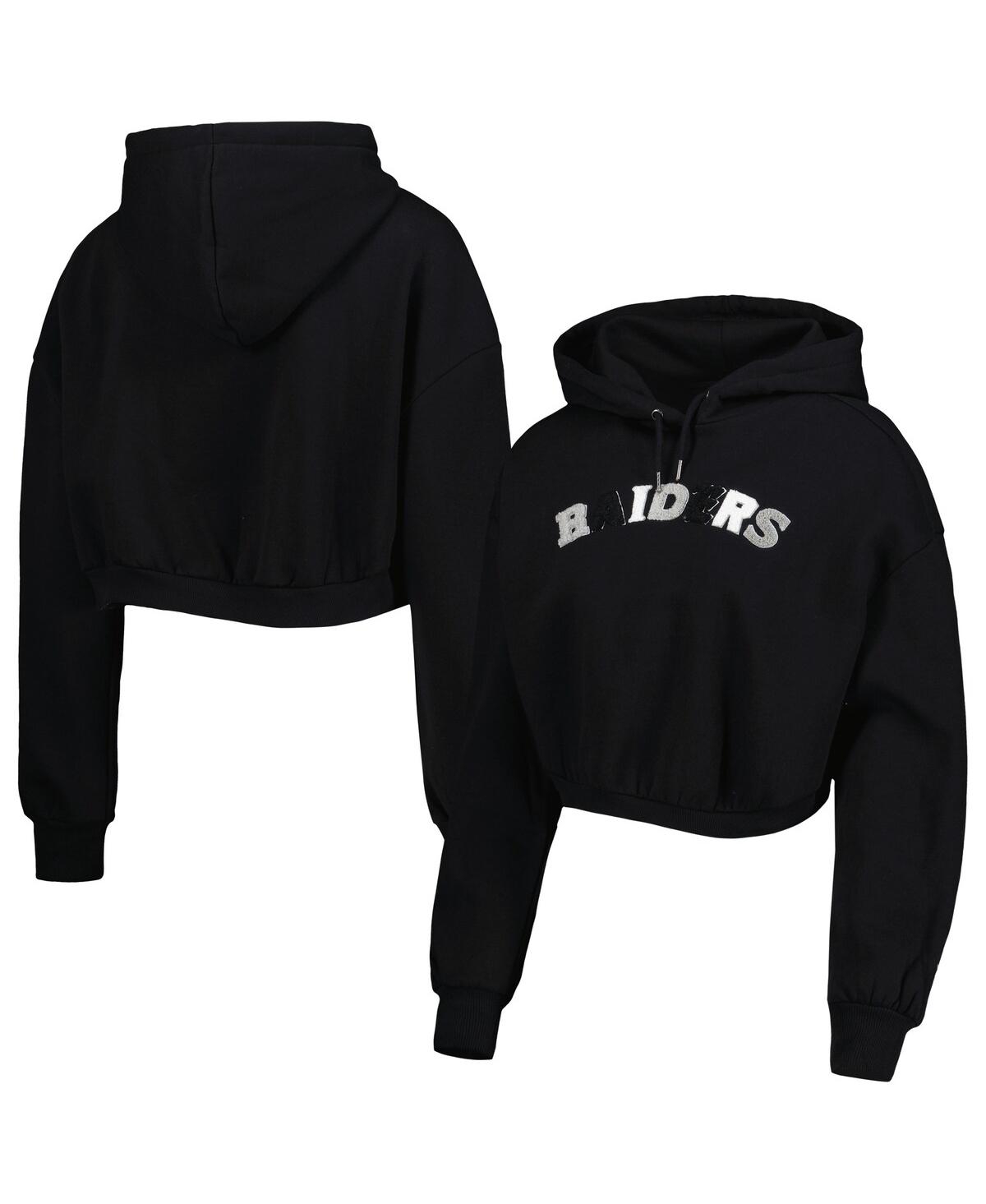 Shop The Wild Collective Women's  Black Las Vegas Raiders Cropped Pullover Hoodie