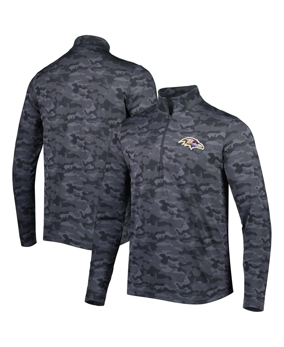 Shop Antigua Men's  Black Baltimore Ravens Brigade Quarter-zip Sweatshirt