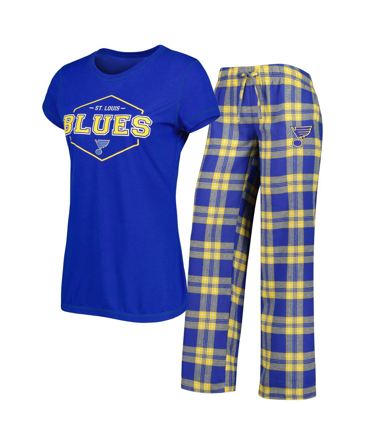 Shop Concepts Sport Women's  Blue, Gold St. Louis Blues Badge T-shirt And Pants Sleep Set In Blue,gold