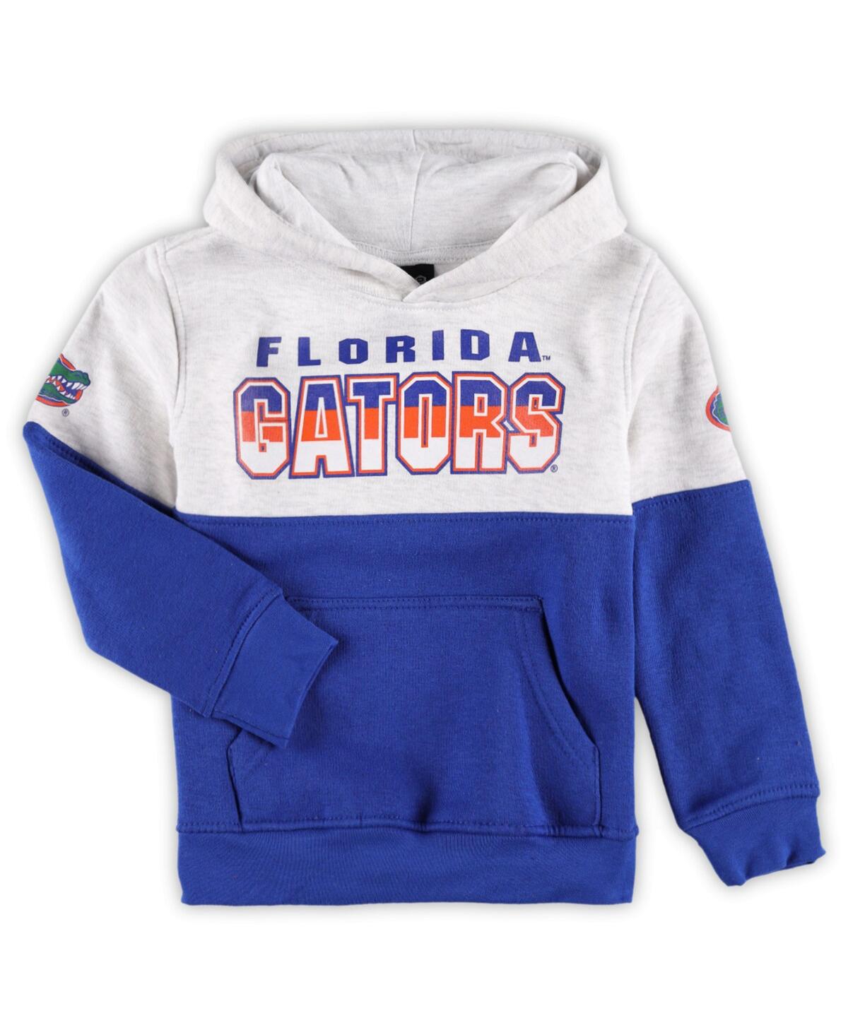 Outerstuff Little Boys And Girls Heather Gray, Royal Florida Gators Playmaker Pullover Hoodie And Pants Set In Heather Gray,royal