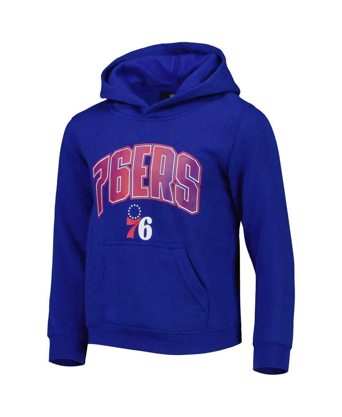 Outerstuff Little Boys And Girls Royal, Heather Gray Philadelphia 76ers Double Up Pullover Hoodie And Pants Set In Royal,heather Gray