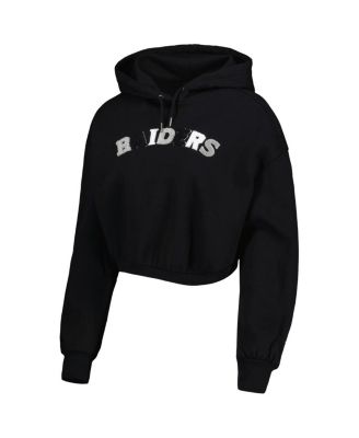 Women's Black Las Vegas Raiders Cropped Pullover Hoodie