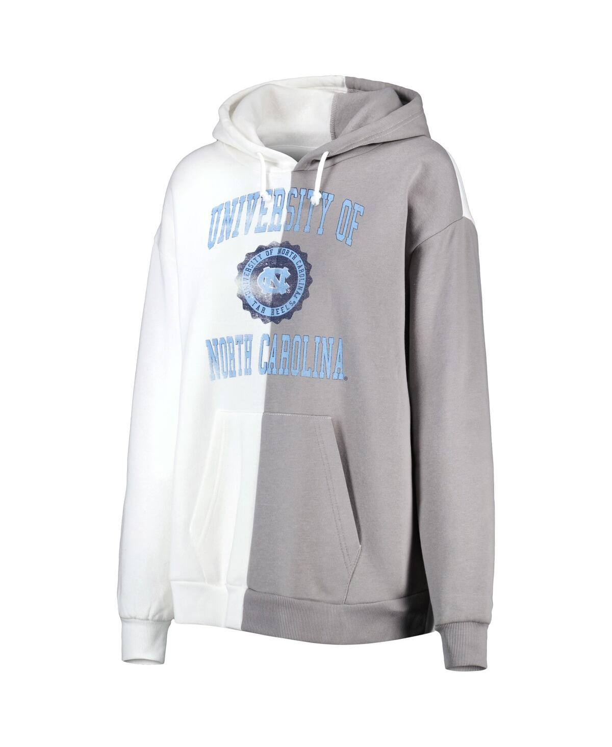 Shop Gameday Couture Women's  Gray, White North Carolina Tar Heels Split Pullover Hoodie In Gray,white