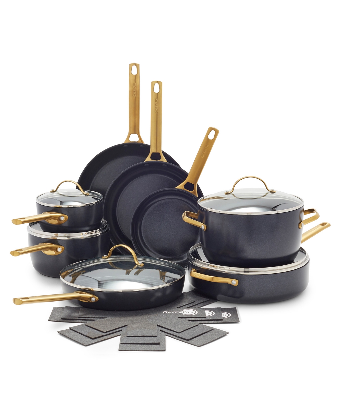 Greenpan Reserve Black Healthy Ceramic Nonstick 16-piece Cookware Set