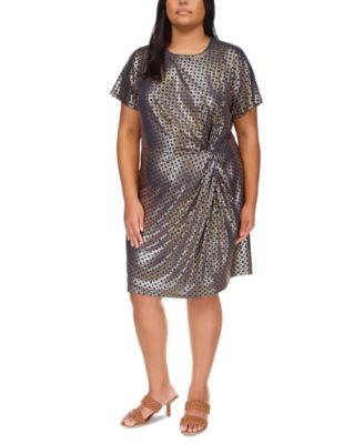 Michael Kors Plus Size Foil-Print Short-Sleeve Dress Macy's