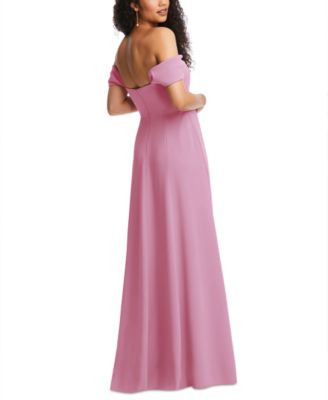 Women's Off-the-Shoulder Pleated Cap Sleeve A-line Maxi Dress