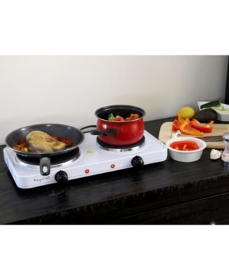 Electric Dual Burner Cooktop Buffet Range in Sleek White