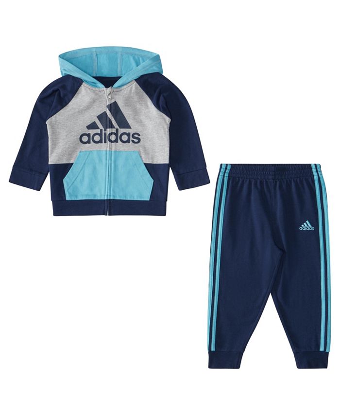 adidas Baby Boys Color Block Long Sleeve Jacket and Pants, 2 Piece Set ...