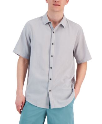 Alfani Men's Short-Sleeve Solid Textured Shirt, Created for Macy's