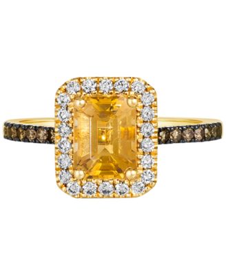 Deep Sea Blue Topaz (1-5/8 ct. t.w.) & Diamond (3/8 ct. t.w.) Halo Ring in 14k Rose Gold (Also in Amethyst & Citrine)