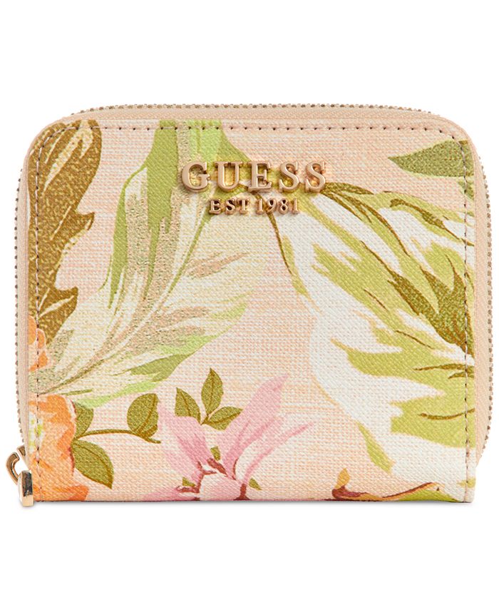 GUESS Emiliya Small Floral Zip-Around Wallet - Macy's