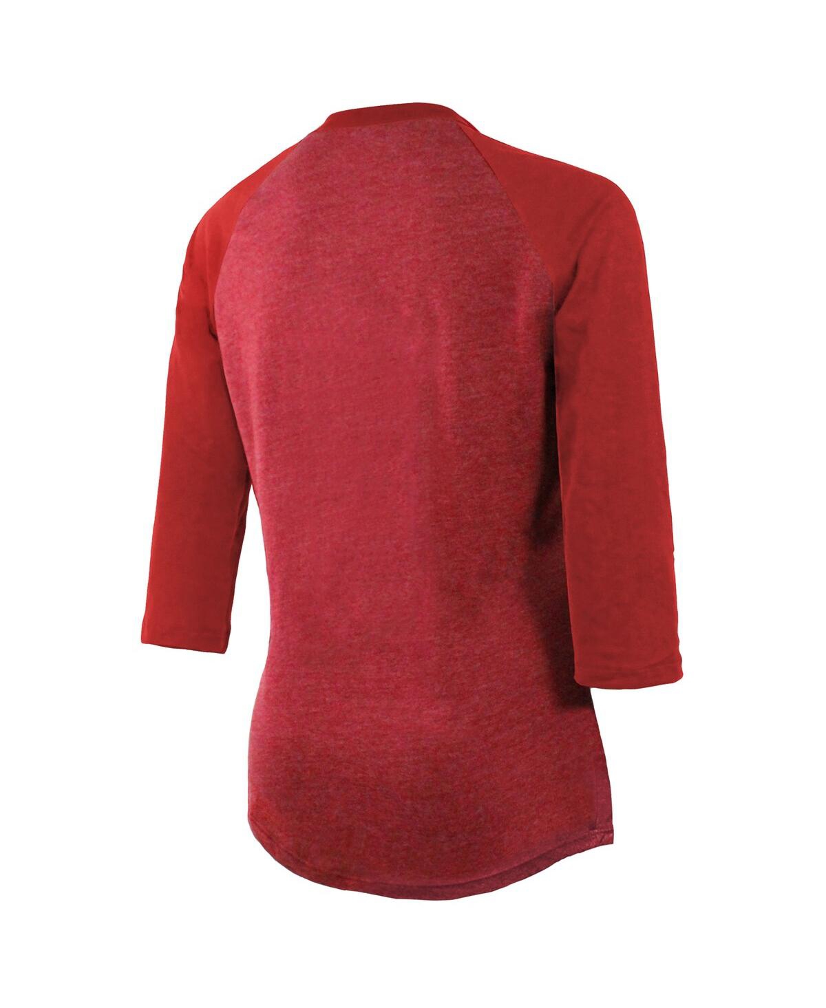 Shop Majestic Women's  Threads Red Kansas City Chiefs Super Bowl Lvii Desert Tri-blend Raglan 3/4 Sleeve T