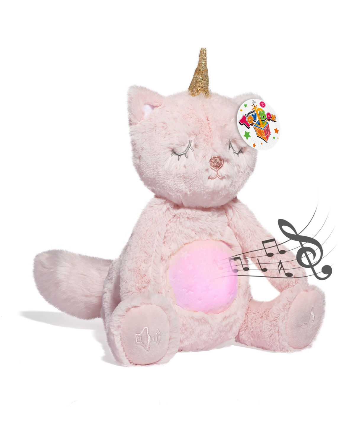 Geoffrey's Toy Box Kids' 10" Soothing Kitty Corn Plush Stuffed Animal Toy With Led Lights And Sound, Created For Macy's In Light,pastel Pink