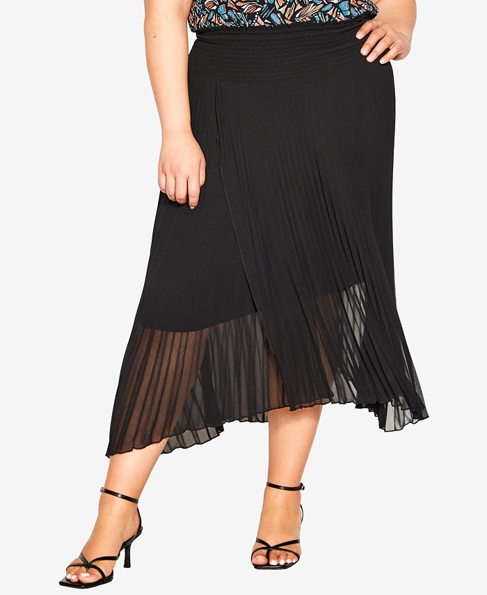 City Chic Plus Size Trendy Natalie Pleated Skirt - Macy's