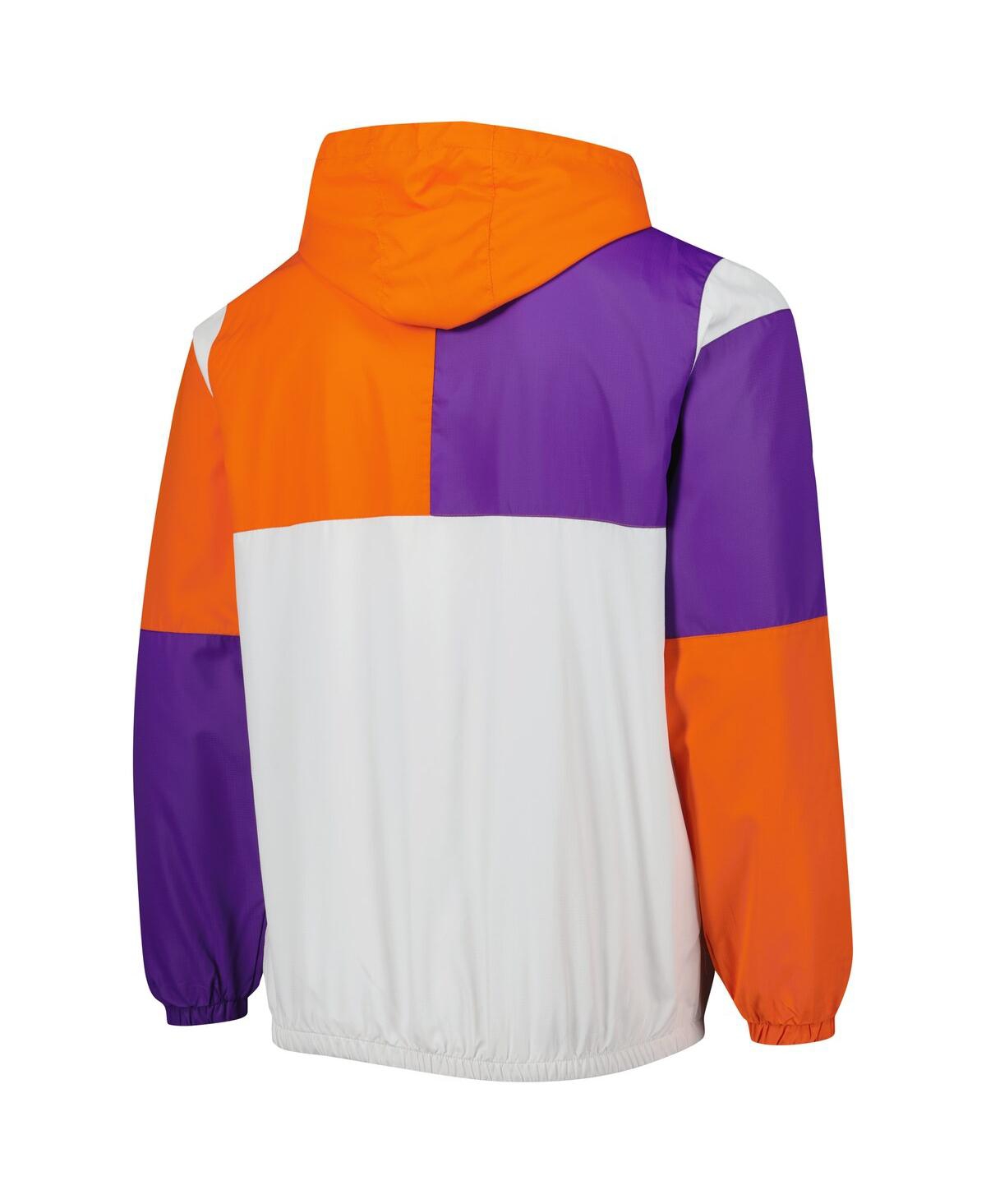 G-III SPORTS BY CARL BANKS MEN'S G-III SPORTS BY CARL BANKS WHITE, ORANGE CLEMSON TIGERS FAIR CATCH HALF-ZIP ANORAK JACKET 