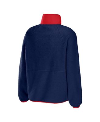 Women's Navy New England Patriots Polar Fleece Raglan Full-Snap Jacket