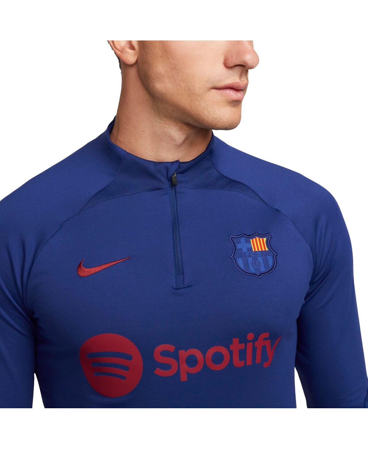 Men's NikeBarcelona Strike Drill Performance Quarter-Zip Raglan Long Sleeve Top - Blue
