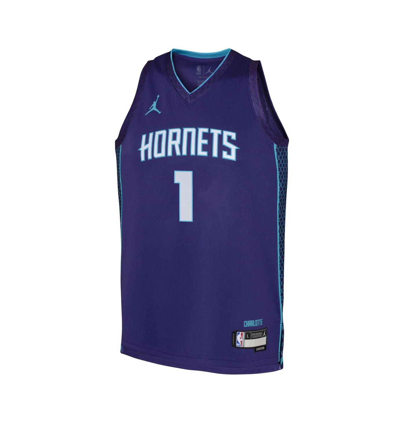 Детская джерси Jordan LaMelo Ball Charlotte Hornets 2022/23 Swingman Statement, Purple — фото 3